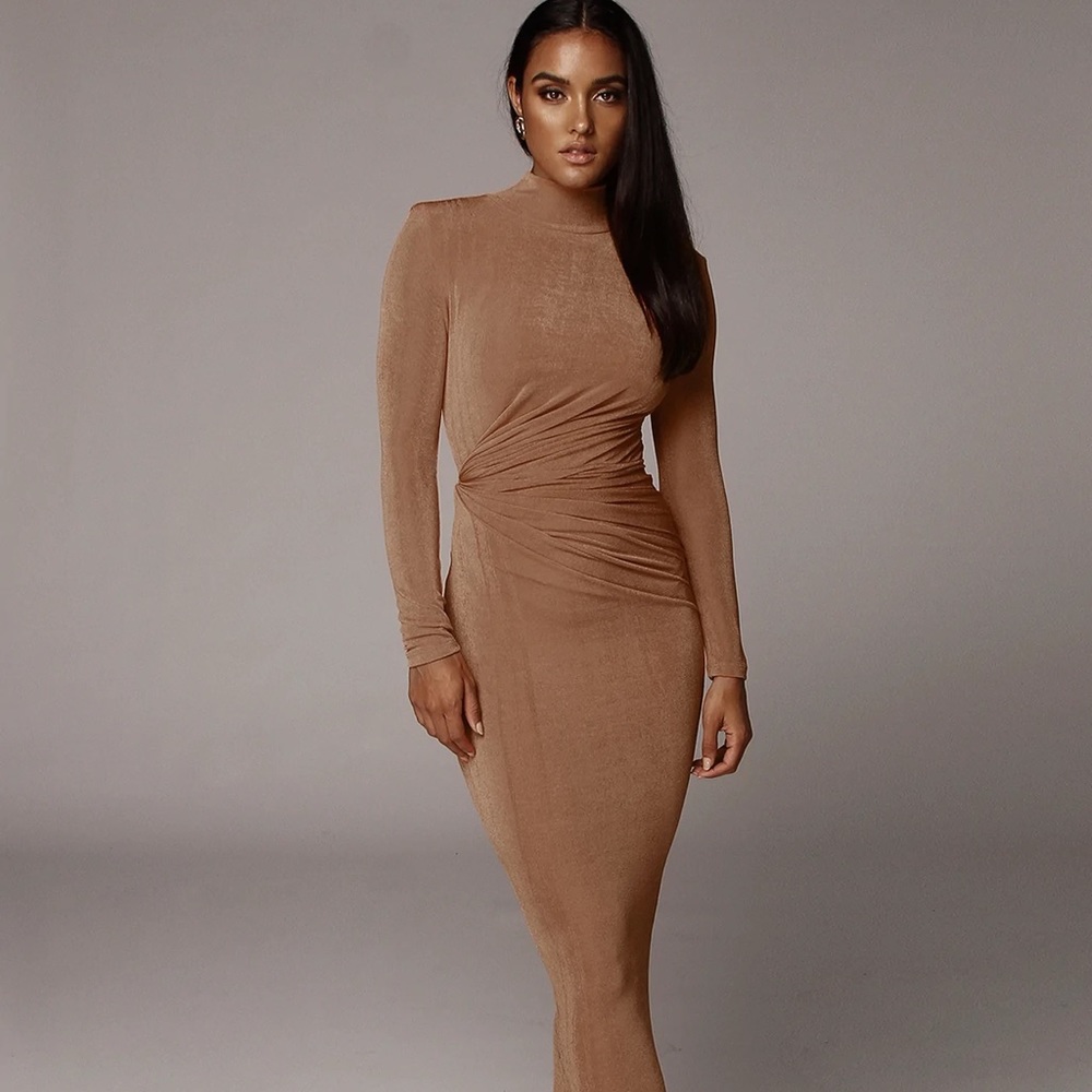 Brand new 	
TAN KARA MOCK NECK DRESS